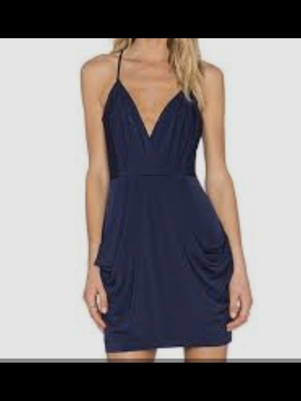 Navy Spaghetti-Strap V-Neck Mini Dress